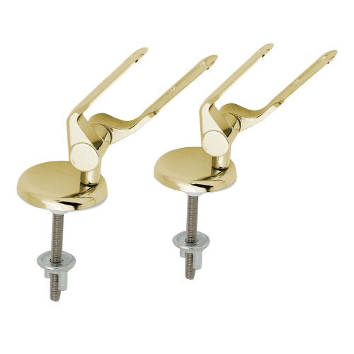 Pair of golden hinges non-ferrous alloy supports universal replacement for wooden toilet seats with adjustable hinge