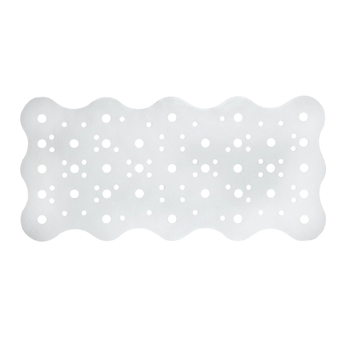Alfombra de baño rectangular 72 x 34 cm antideslizante con ventosas de seguridad en PVC blanco