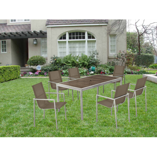 Atlantic dove gray dining table set with 6 armchairs and garden furniture