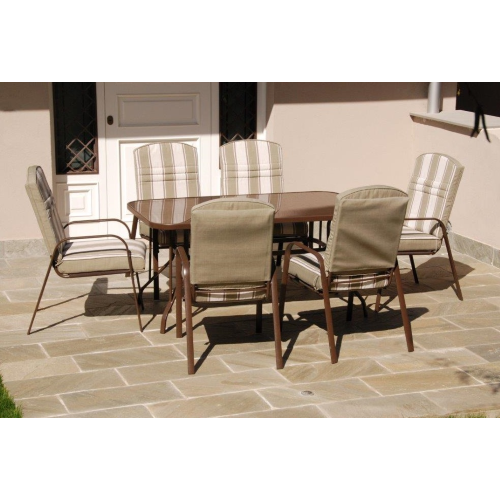Austen striped dining table set with 6 armchairs and chairs garden furniture