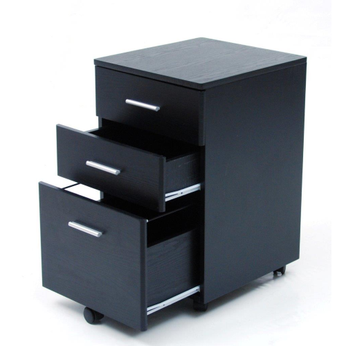 Mobile office chest of drawers in black MDF with wheels cm 40x44x65 h