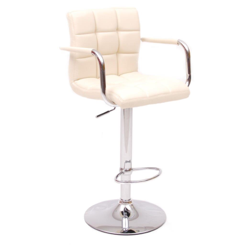 adjustable square stool cream armchair with steel eco-leather armrests