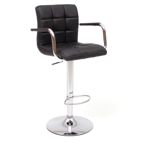 adjustable black square stool armchair with steel eco-leather armrests