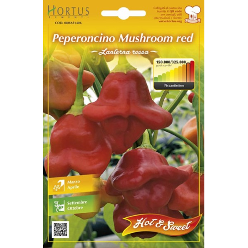 Hortus Buona Luna 0,30 gr semi di peperoncino mushroom red seminare orto