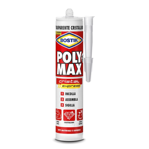 Cartouche Bostik 300 gr Mastic silicone Polymax Cristal Max pour pistolet