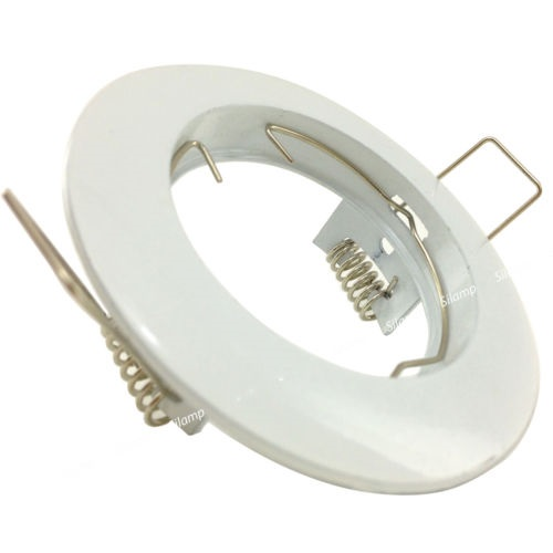 Fixed support for round white recessed GU10 LED spotlights for plasterboard