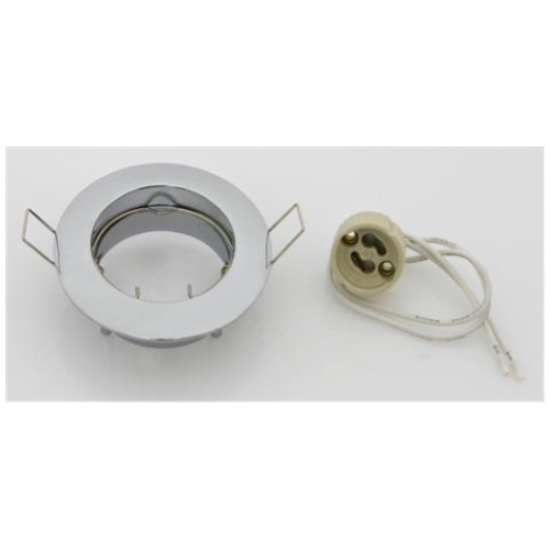 Fixed support for GU10 led spotlights recessed round chrome for chrome plasterboard