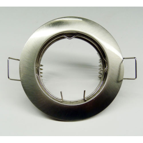 Fixed support for recessed round nickel GU10 led spotlights for nickel-plated plasterboard