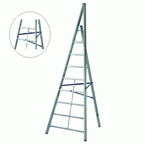 Triangular agricultural ladder in aluminum Trittika 8 steps h 277 cm three feet used in agriculture