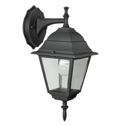lantern wall lamp descending E27 60W black for outdoor