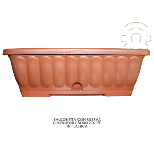 Balconette rectangular planter with reserve cm 50x20X17 plastic pot with saucer
