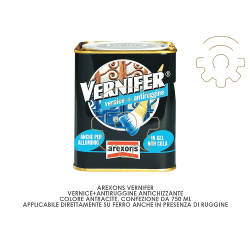 Vernifer vernice + antiruggine antichizzante colore Antracite 750 ml applicazione diretta ruggine antiruggine vernice smalto