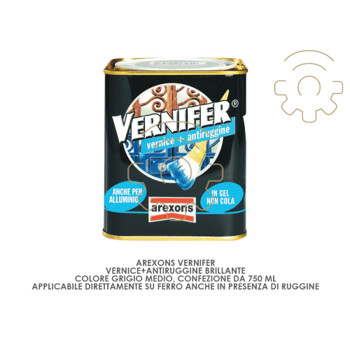 Vernifer vernice + antiruggine brillante colore Grigio Medio 750 ml applicazione diretta ruggine antiruggine vernice smalto