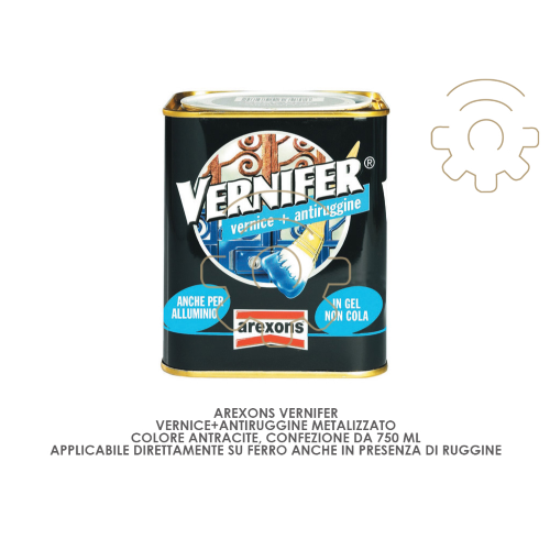 Vernifer vernice + antiruggine metalizzato colore Antracite 750 ml applicazione diretta ruggine antiruggine vernice smalto