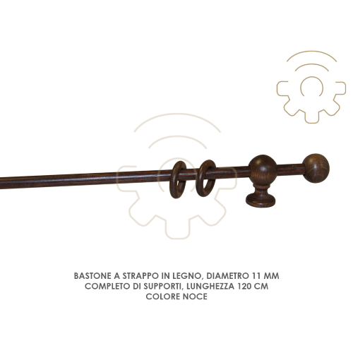 Gardinenstange aus Walnussholz? 11 mm LÃ¤nge 120 cm mit StÃ¼tzen