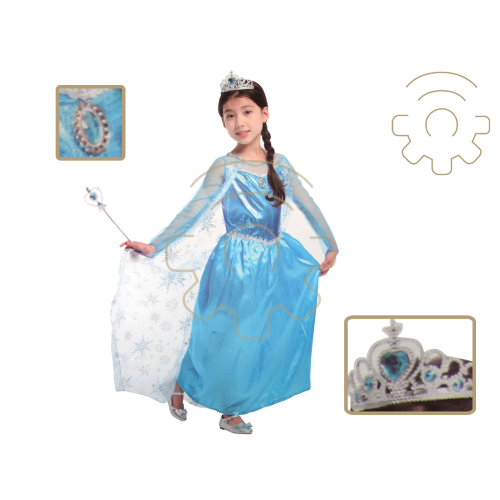 Costume carnevale bimba Frozen Elsa principessa dei ghiacci pricipesse Disney taglia L 120-130 cm vestito e mantello