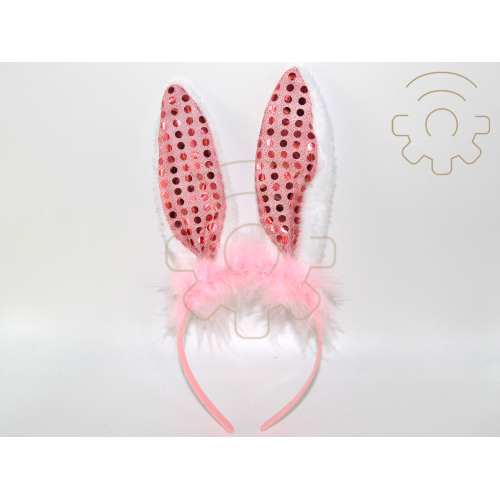 Orejas de conejo rosadas y blancas con diadema de pua rosa conejito conejo carnaval fiestas de halloween disfraz