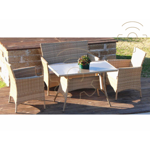 Ascott Snack natural garden lounge set consisting of 2-seater sofa 2 armchairs and 1 snack table garden pool furniture