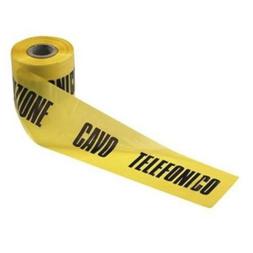 200 mt yellow polythene tape &quot;ATTENTION TELEPHONE CABLE&quot; to signal underground excavations with telephone cables