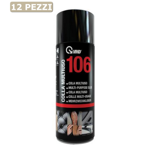 VMD 106 confezione 12 bombolette colla spray 400 ml multiuso per tutti i materiali professionale made in Italy