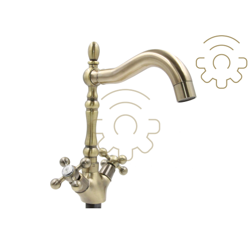 Easily miscelatore Roma rubinetto a canna alta per lavello cucina bronzato con accessori per il montaggio