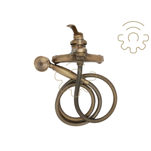 Easily Miscelatore rubinetto bronzato gruppo per vasca da bagno monocomando da muro con deviatore finitura bronzo anticato