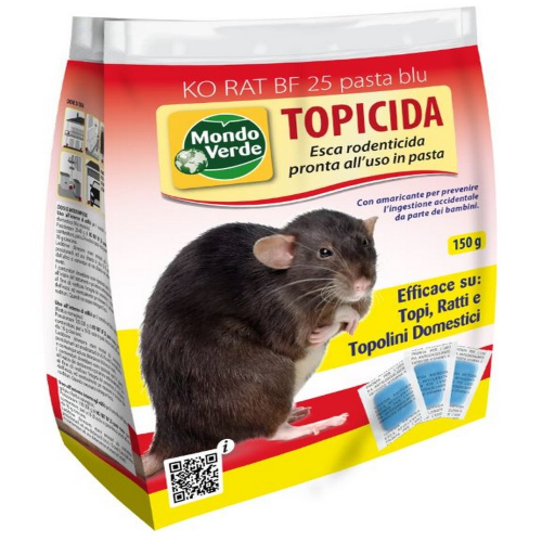 Cebo raticida Mondo Verde 150gr listo para usar en pasta azul para ratas, ratones y ratones domÃ©sticos
