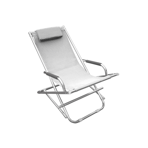 Playa röhrenförmiger Liegestuhl aus Aluminium und weißem Textilgewebe zum Sonnenbaden am Strand im Freien
