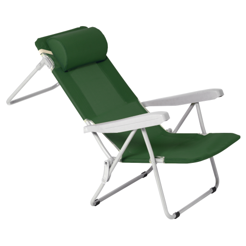 Chaise longue Marina en acier 6 + 1 positions 119x59x50 cm chaise de fonction lit vert pour plage et piscine extérieure
